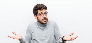 surprised man with arms spread