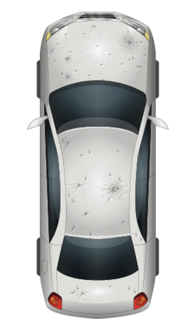 car with medium hail damage
